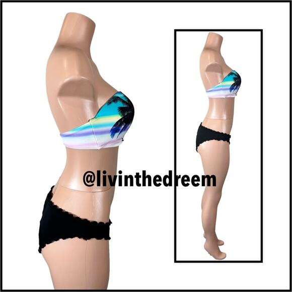 Victoria's Secret Tropical Print Bandeau 36D Ruffle Bottom Bikini  M $189 - Picture 8 of 13